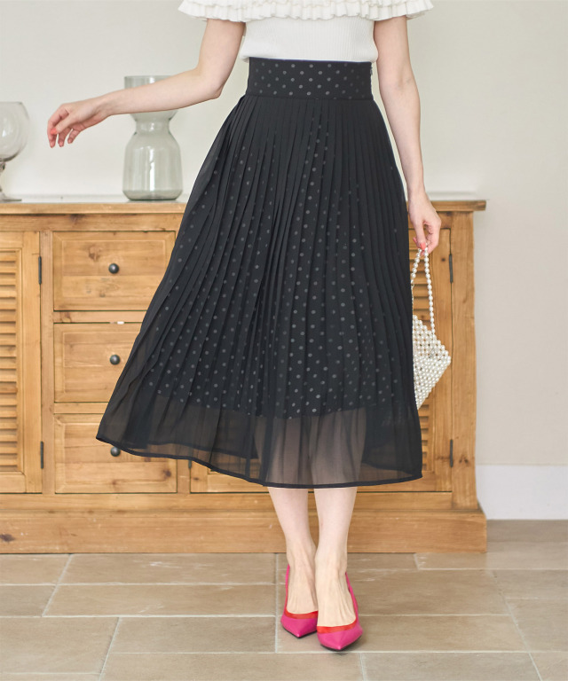 極美品　プリーツプリーズ　ビッグドット　チェック　フレア　スカート PLEATS PLEASE プリーツプリーズ イッセイミヤケ PP73-JG667