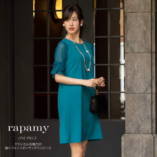 クラシカルな魅力の袖シフォンリボンサックワンピース Rapamy ラパミー Tocco Closet トッコクローゼット Collection