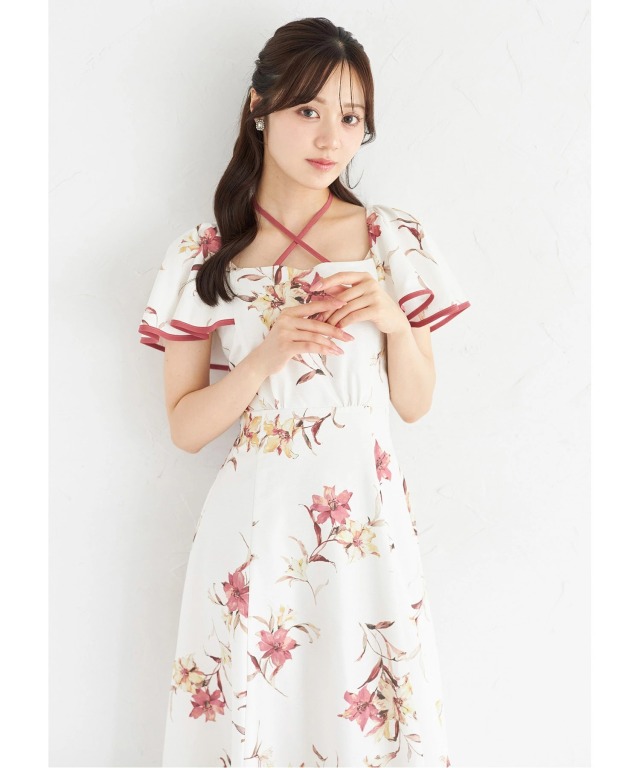 ★新品未使用★ミュベールリッププリントワンピースアイボリー MUVEIL(ミュベール)のドールプリントワンピース通販 | mirabella