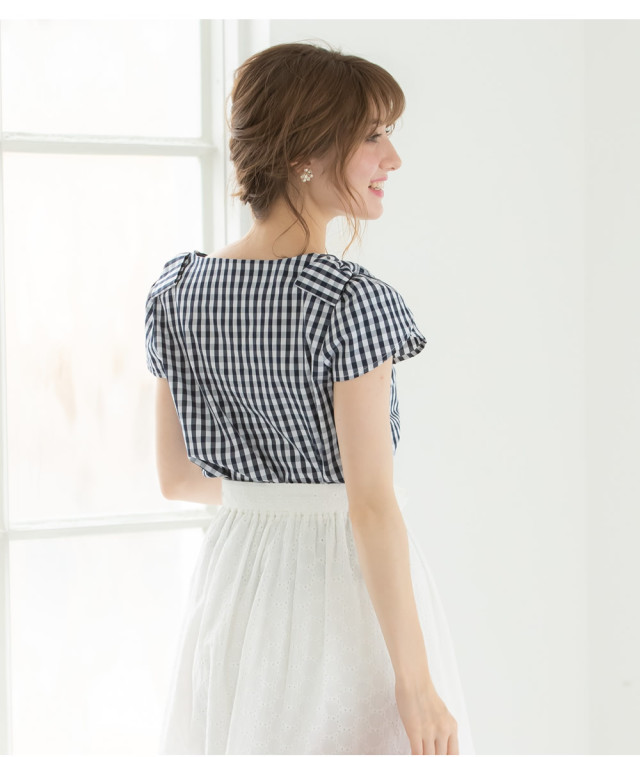 OBLI ギンガムチェック ブラウスとスカートのセットアップ 濾せ 