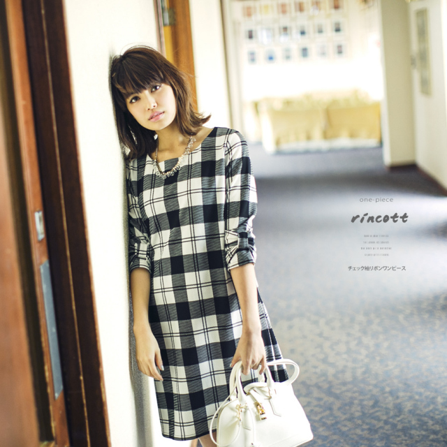 3月5日 土 再販決定 チェック袖リボンワンピース Rincott リンコット 垣内彩未さんカタログ Dancing With Flower