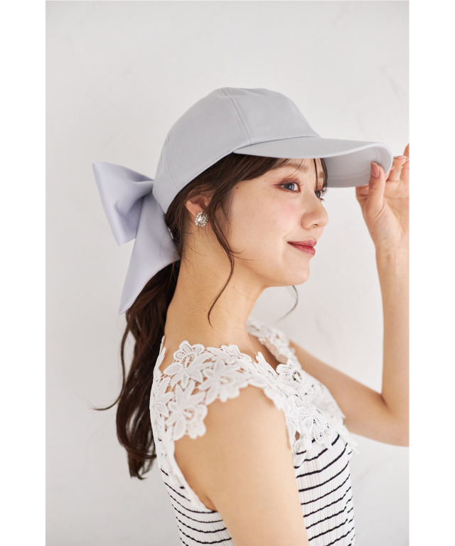 UVカット♪3WAYビックリボン付きキャップ