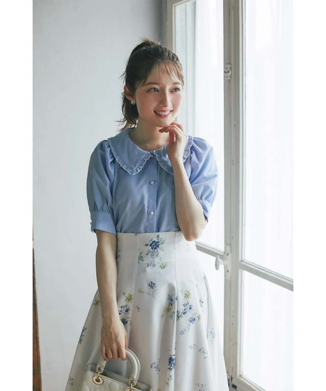 配色メロウフリルブラウス