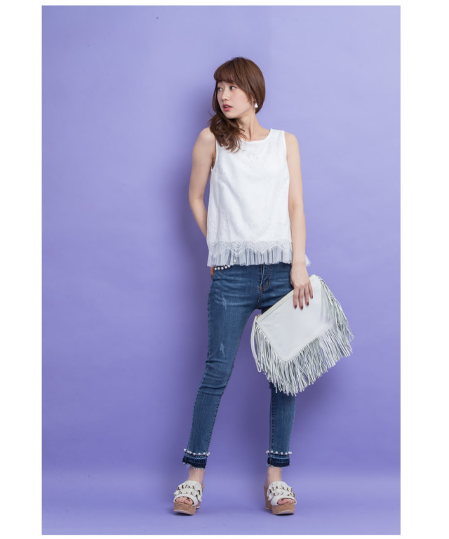 M.SUMMER2 ヘムレーススタンドノースリーブブラウス