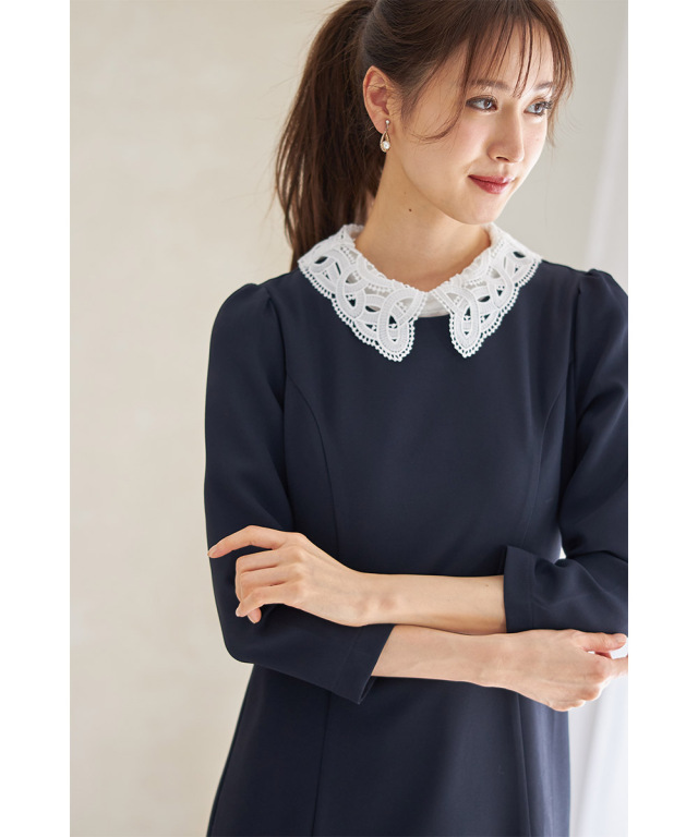 取り外し可能なレース襟付きマーメイドワンピース≪Ceremony Style≫