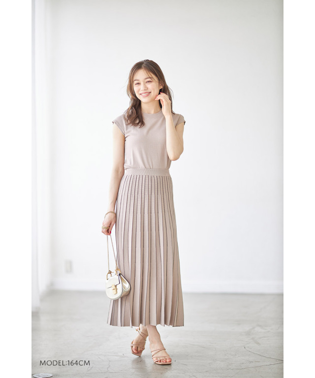 新品 FRAY I.D オーガンスリーブプルスカートセットアップ 0 ベージュ  