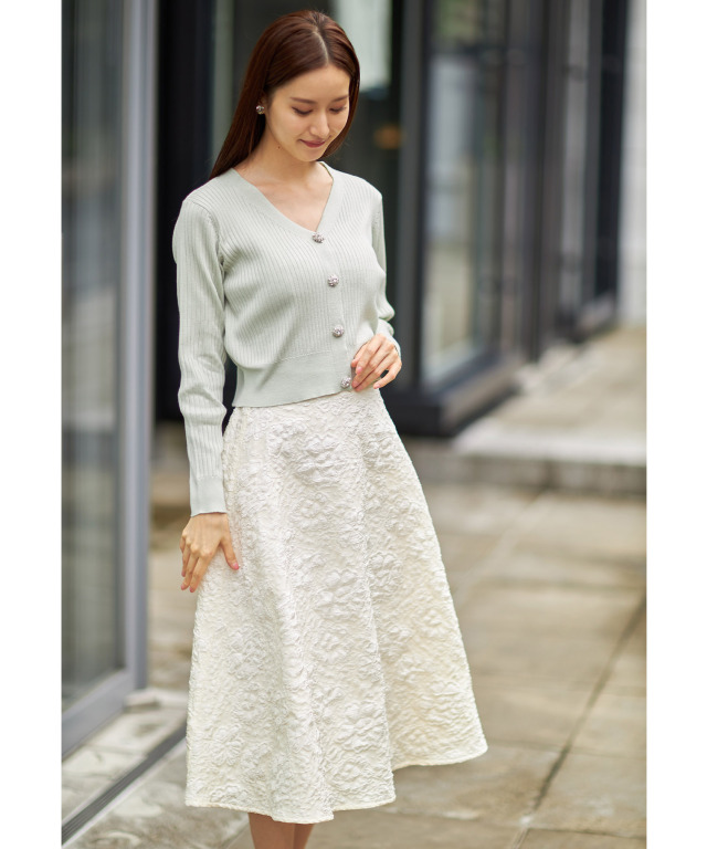 フラワージャガードフレアスカート 