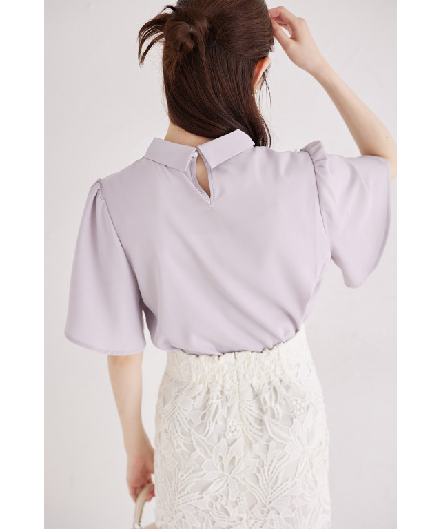 パール付きボウタイブラウス