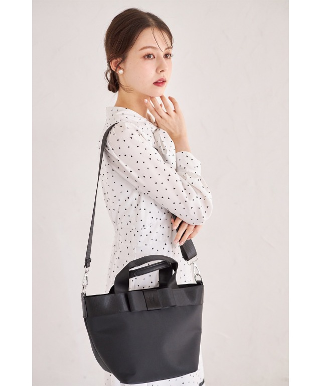 2WAYショルダー付きリボントートバッグ