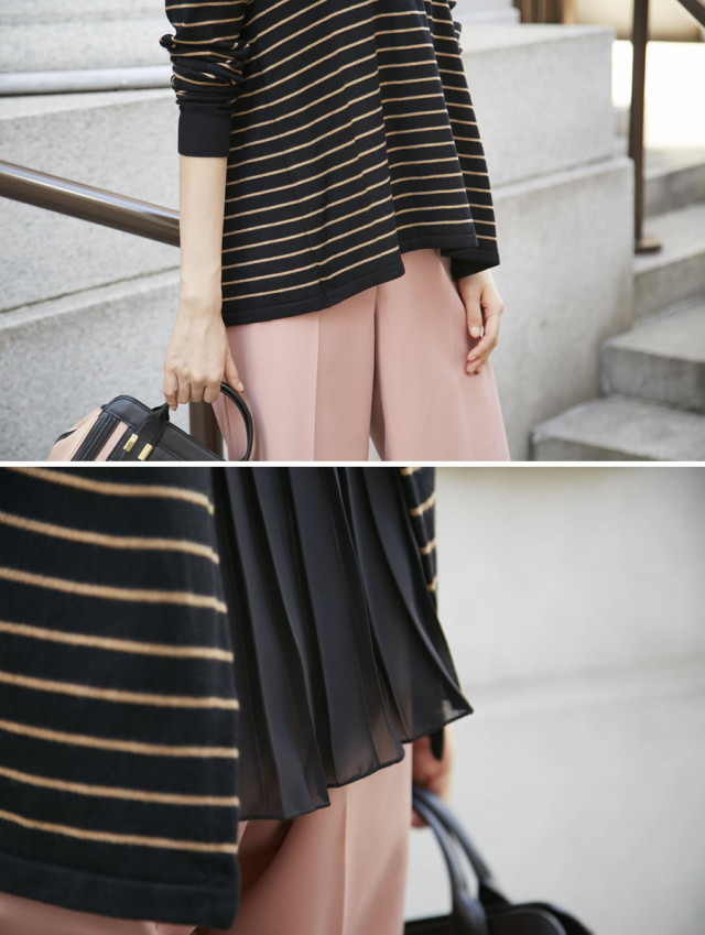 バックプリーツ切り替え長袖ニットプルオーバー Rothes ローテス Sale品につき返品 交換 キャンセル 配送日指定不可