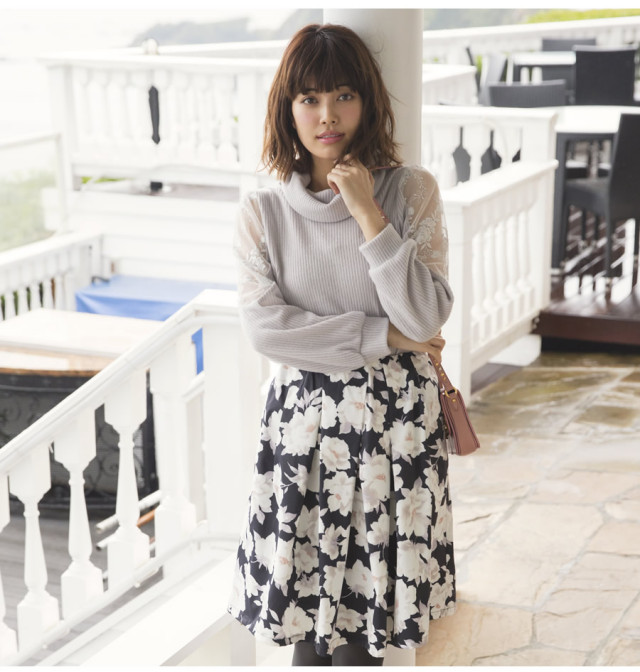 美シルエットで大人清楚なフラワースカート 【ruaji ルアージ】 A 