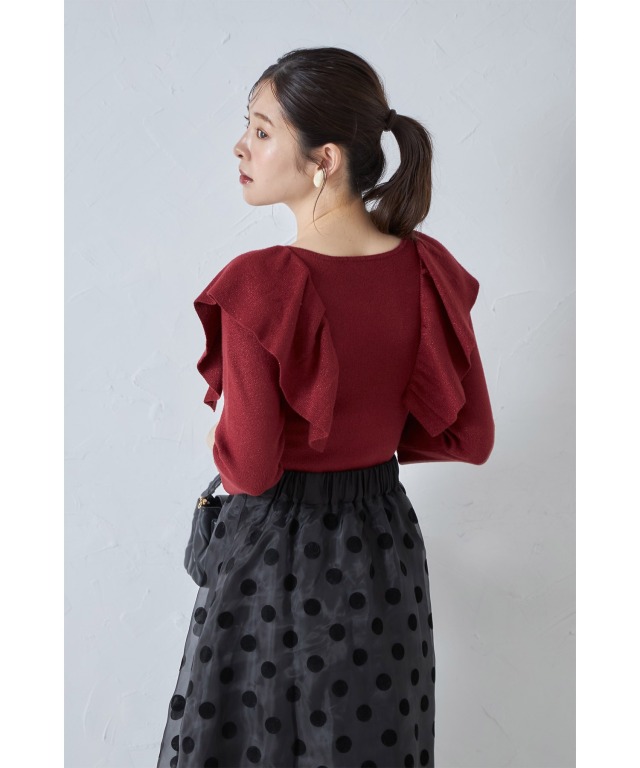 即日発送　新品正規品タグ付きBibiy. フリル付きニットトップス サイズF フリル2WAY ニット トップス[品番：MKSW0043522]｜GYDA