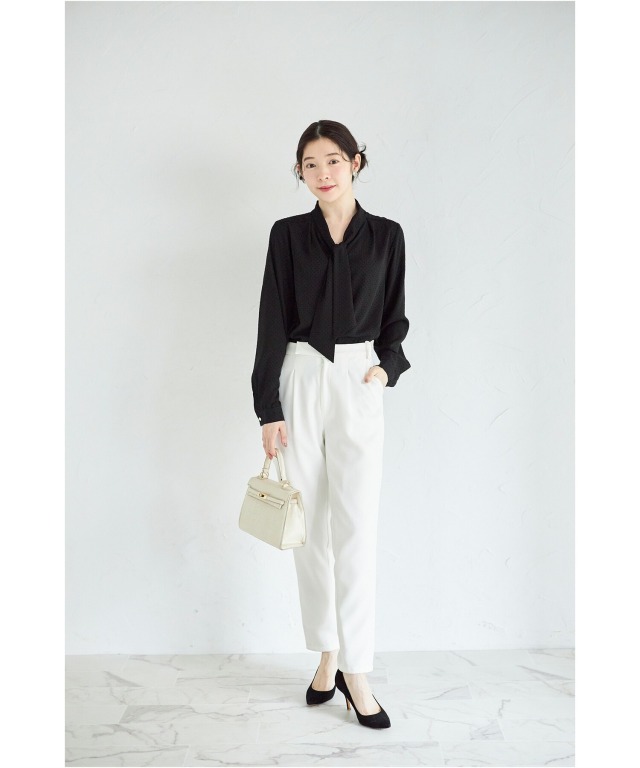 Herlipto ダブルラッフルカラーボウタイブラウス ハーリップトゥ Cotton-Blend Big Ribbon Blouse（シャツ/ブラウス）｜Her lip
