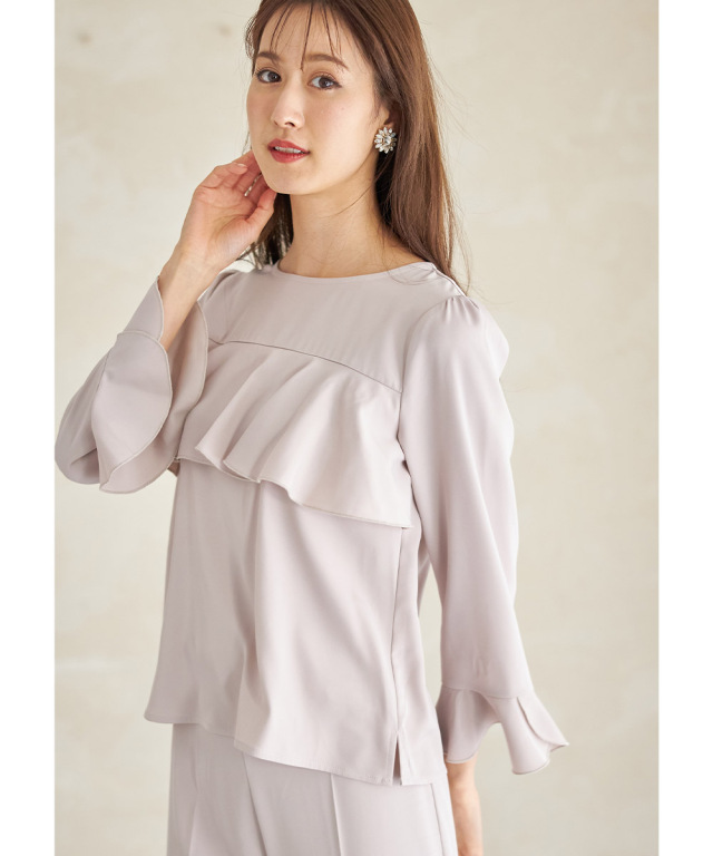 セットアップ❁後ろ下がりフレアティ＆フリルテーパードパンツ 100size  