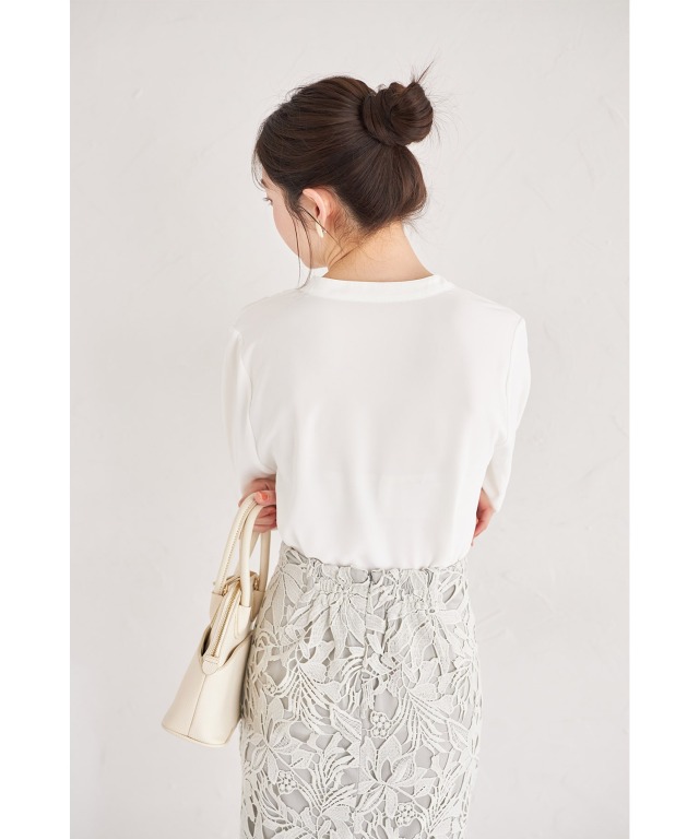 トッコ クローゼット リュクス tocco closet luxe パール釦スタンドスキッパーブラウス （オフホワイト） トッコ クローゼット リュクス tocco closet luxe パール釦