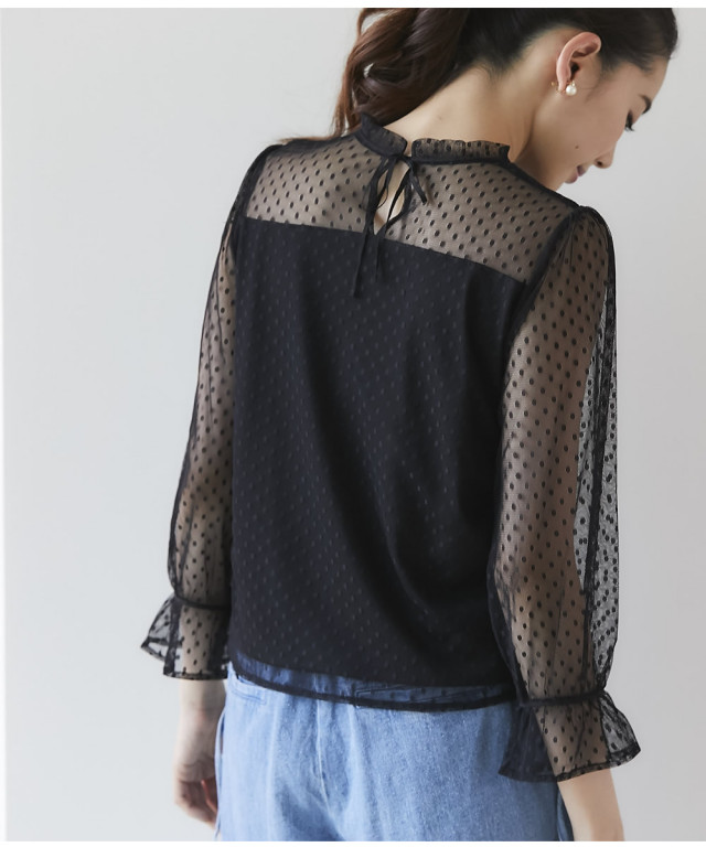 大人な透けに夢中*シアードットチュールブラウス≪DOT&GINGHAM
