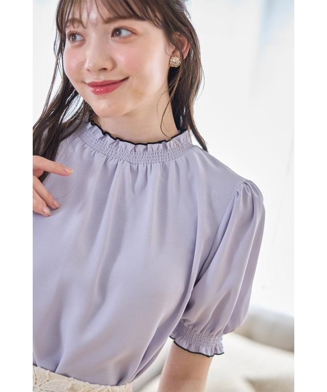 【フォロー割引適用】【極美品】ERMANNO SCERVINO フリル　ベルテッ COLIMBO(コリンボ) THIRTY-MILES HENRY NECK TEE L/S -Fine