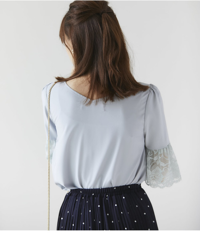 袖口フレアレース切替上品ブラウス selary セラリー tocco closet