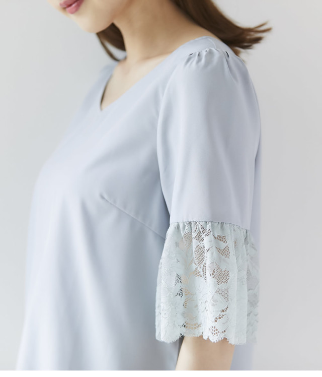 袖口フレアレース切替上品ブラウス selary セラリー tocco closet