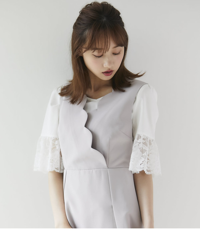 袖口フレアレース切替上品ブラウス selary セラリー tocco closet
