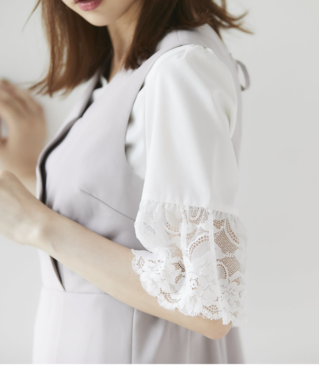 袖口フレアレース切替上品ブラウス selary セラリー tocco closet