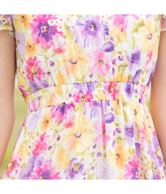 夏と恋を呼ぶトロピカルフラワーマキシワンピース