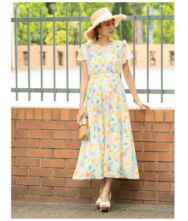 夏と恋を呼ぶトロピカルフラワーマキシワンピース