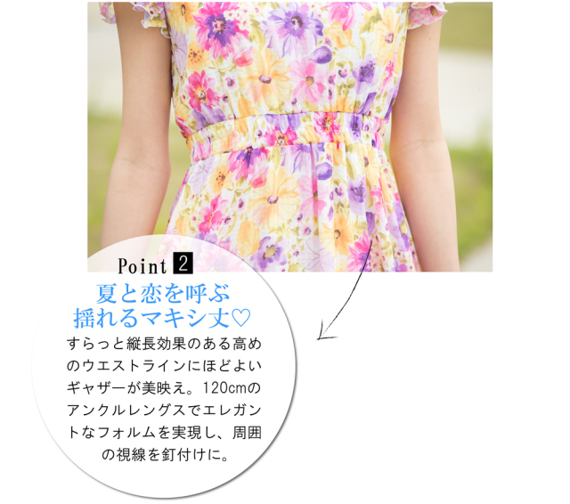 夏と恋を呼ぶトロピカルフラワーマキシワンピース
