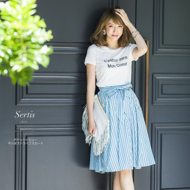 MARK&LONA スカート ストライプ 美品 MARK&LONA ゴルフスカート 【公式