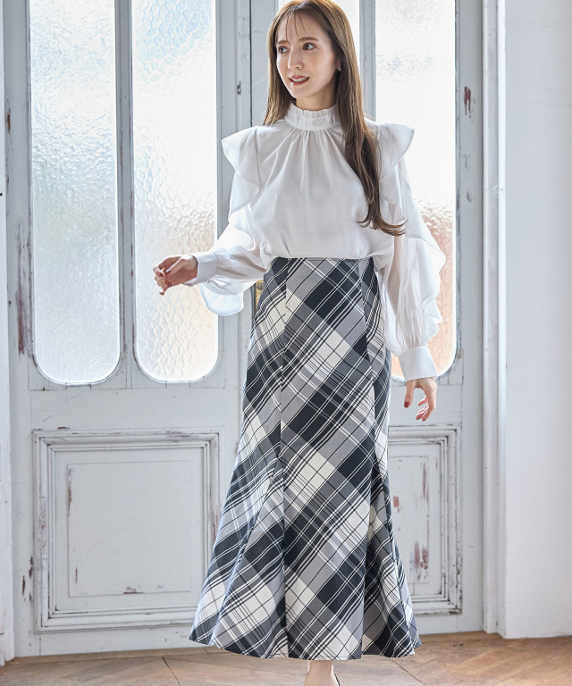 チェック柄マーメイドスカート 
