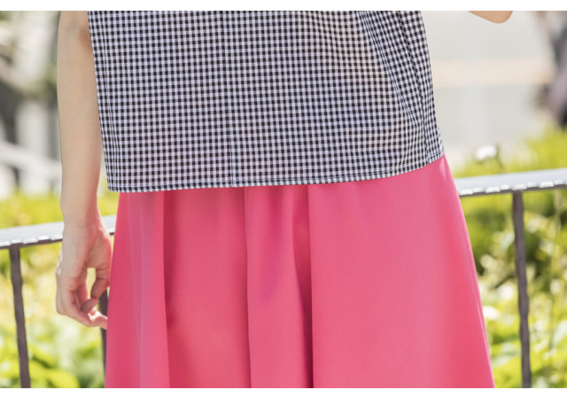 French flower back ribbon frill blouse pink | é