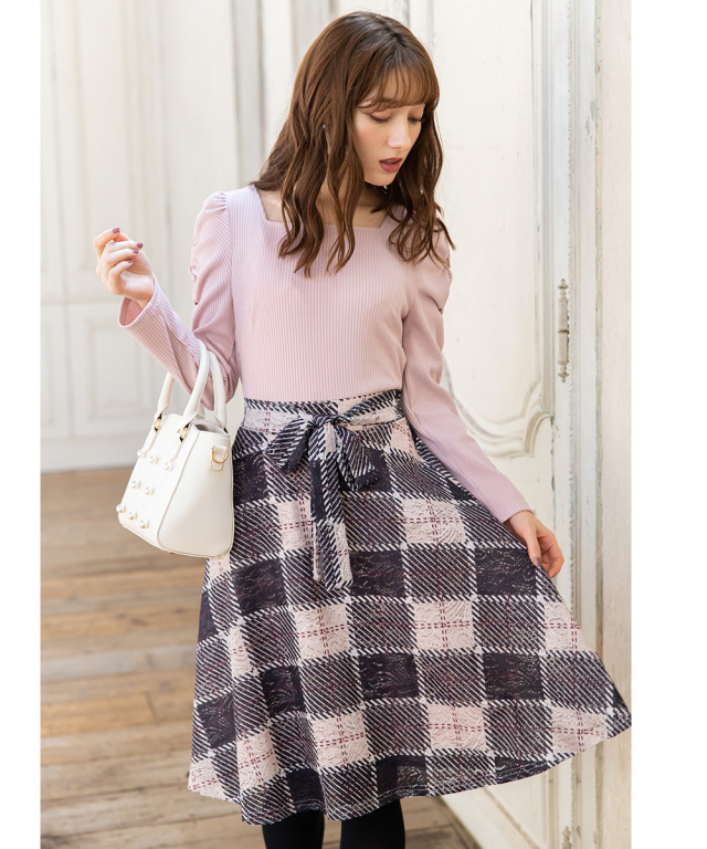 ボンポワン ブラウス 4a ブロックチェックセット、トッカ  