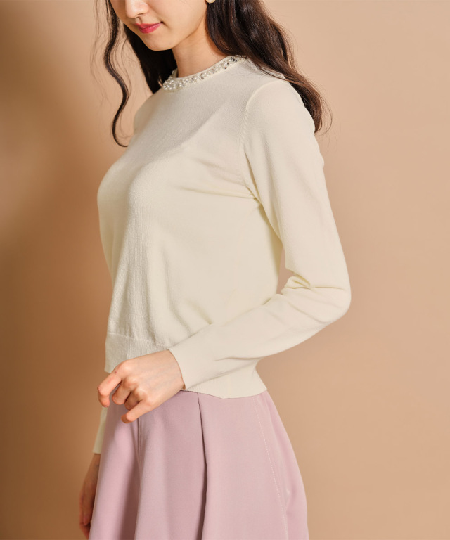 トッコクローゼット tocco closet クリアビジュー付きニットプル