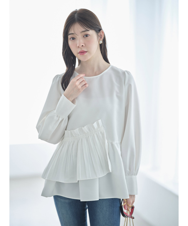 lamlam0125　ペプラム WEB限定】ドットチュールペプラムブラウス | Chico(チコ
