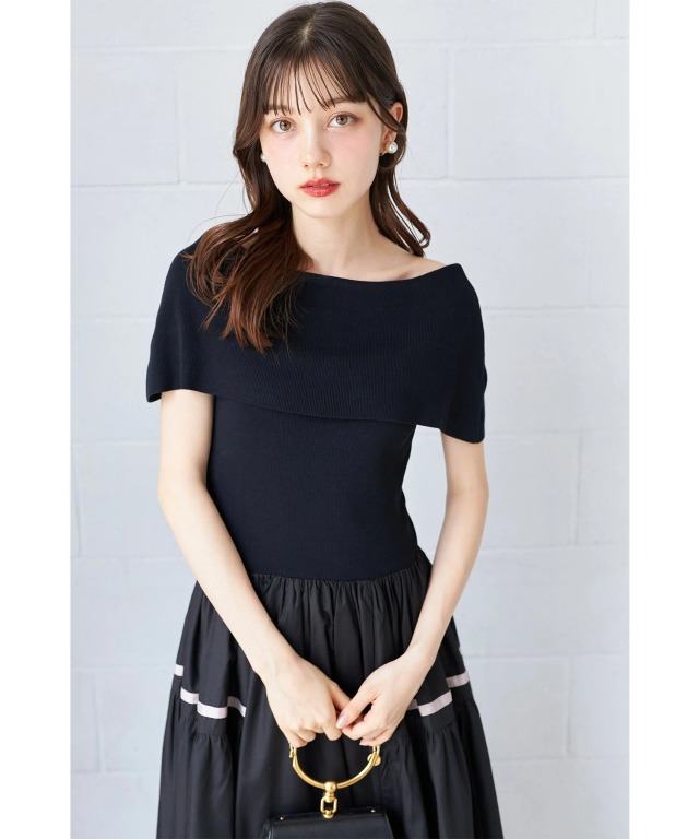 tocco closet 配色ラインニットドッキングティアードワンピース トッコクローゼット tocco closet 配色ラインニットドッキング
