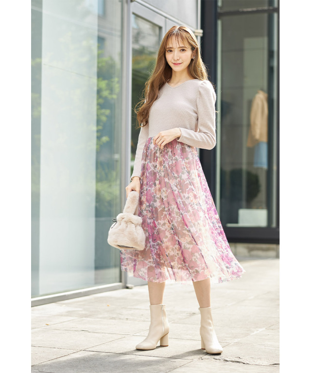 ワンダフルワールド 白 いちごモチーフ ブラウス スカート ニットset  