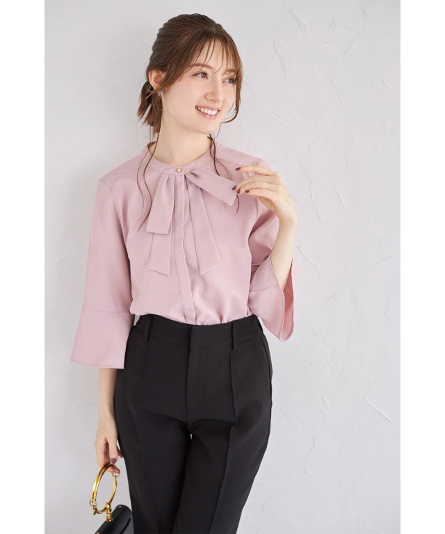 フレアスリーブリボンボウタイブラウス