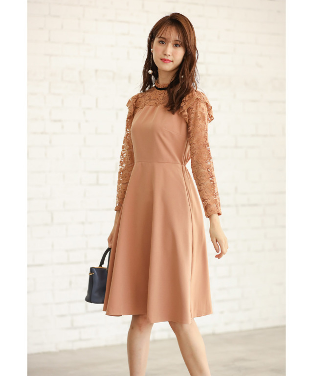 ドラマチックな秋映え服 フリル付きフラワーレース切替ワンピース Sorio ソリオ Tocco Closet トッコクローゼット Collection