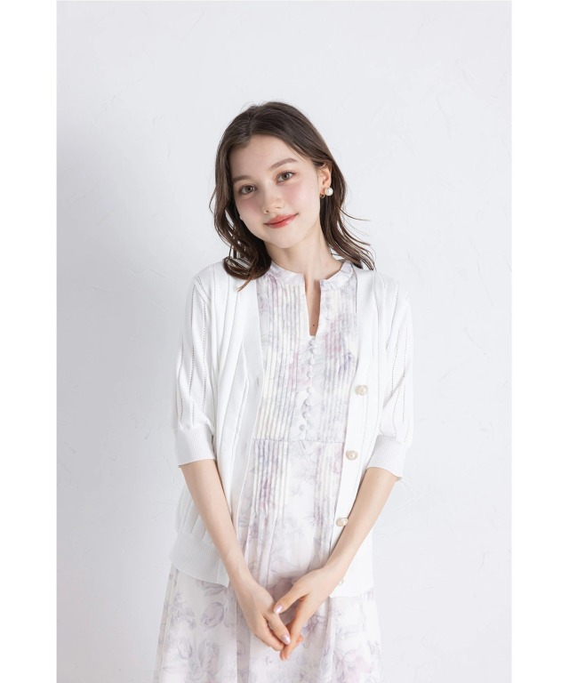 UVカット＆接触冷感＆ハンドウォッシュ♪パール釦ストライプ