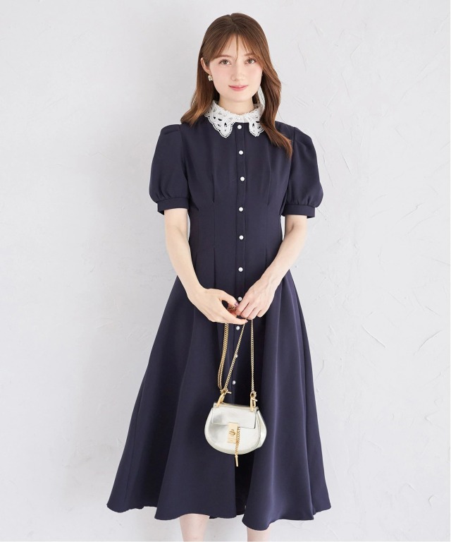 ◆送料・関税無料◆Sea NY ビーズ＋パール付き ベルベットワンピ 総レースワンピースドレス・結婚式ワンピース・お呼ばれ