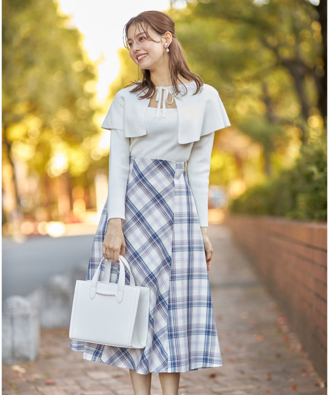 値下げ【未使用・タグ付き】TOCCA フレアスカートチェック 