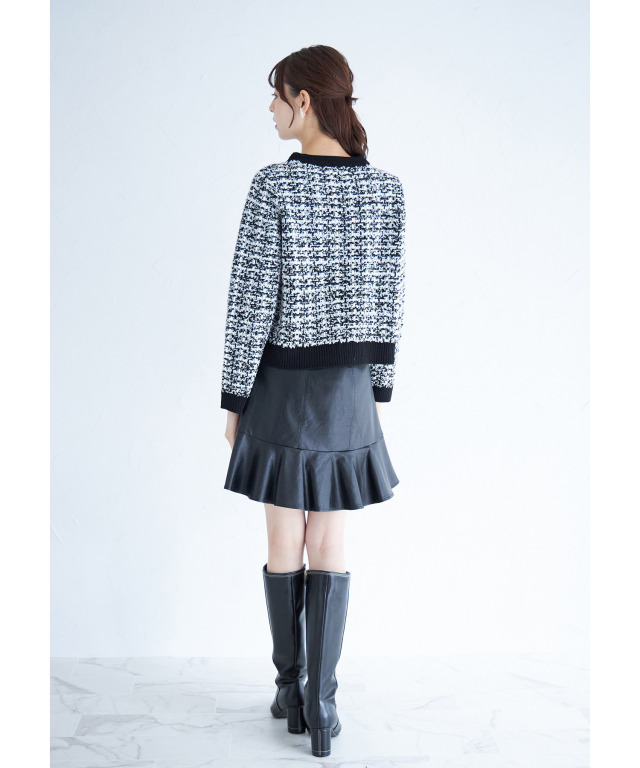 エコレザーフレア切り替えスカート≪Gray×White Collection≫