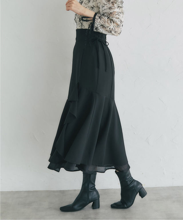 limi feu ウールギャバジン　ラッフルフリル　スカート limi feu ウールギャバジン ラッフルフリル スカート ラッフル