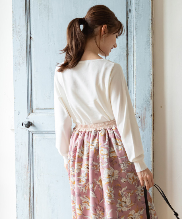 フォルムプルオーバー（フラワー/ベージュ） | MACHATT ONLINE STORE