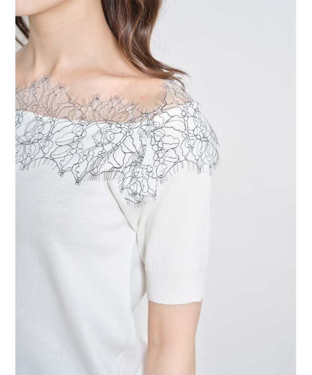 レース装飾ニットプルオーバー≪tocco closet luxe≫