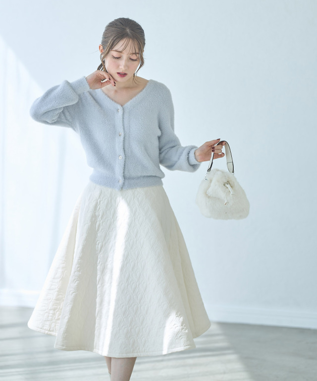 ハートキルティングフレアスカート≪Gray×White Collection≫ 