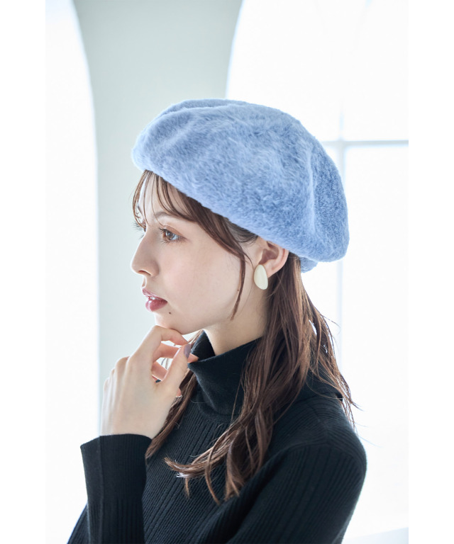 ショートシャギーファーベレー帽≪monotone chic Black × White≫