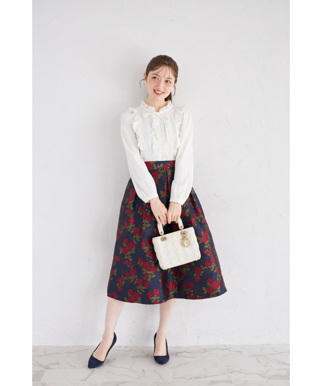 フラワータックフレアスカート