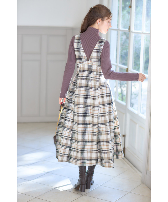 ビット付き起毛チェック柄ジャンパースカート