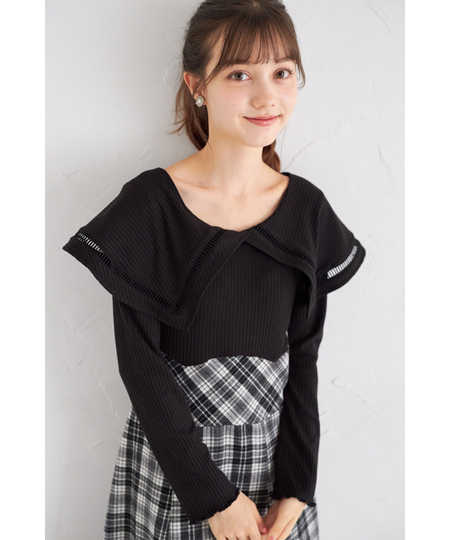 【新発売】今週の市販 ビックカラーコルセット風チェックドッキングワンピース その他